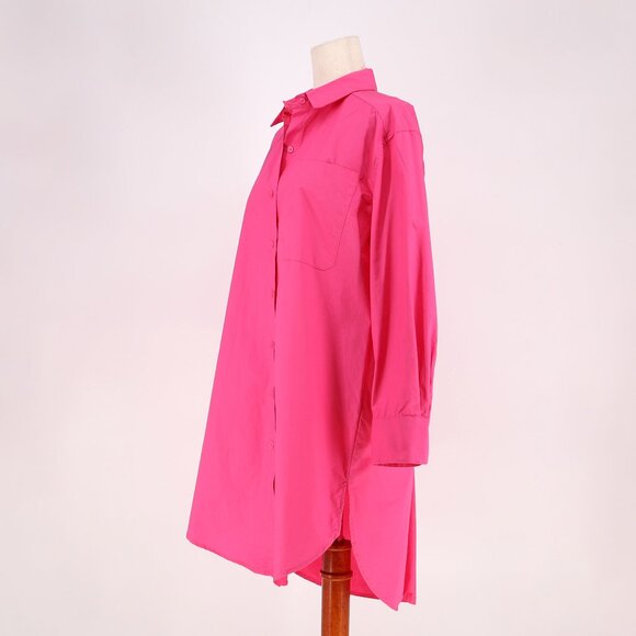 ENGLISH FACTORY Classic Collared Mini Dress Shirt Solid Pink Size S - Picture 4 of 8